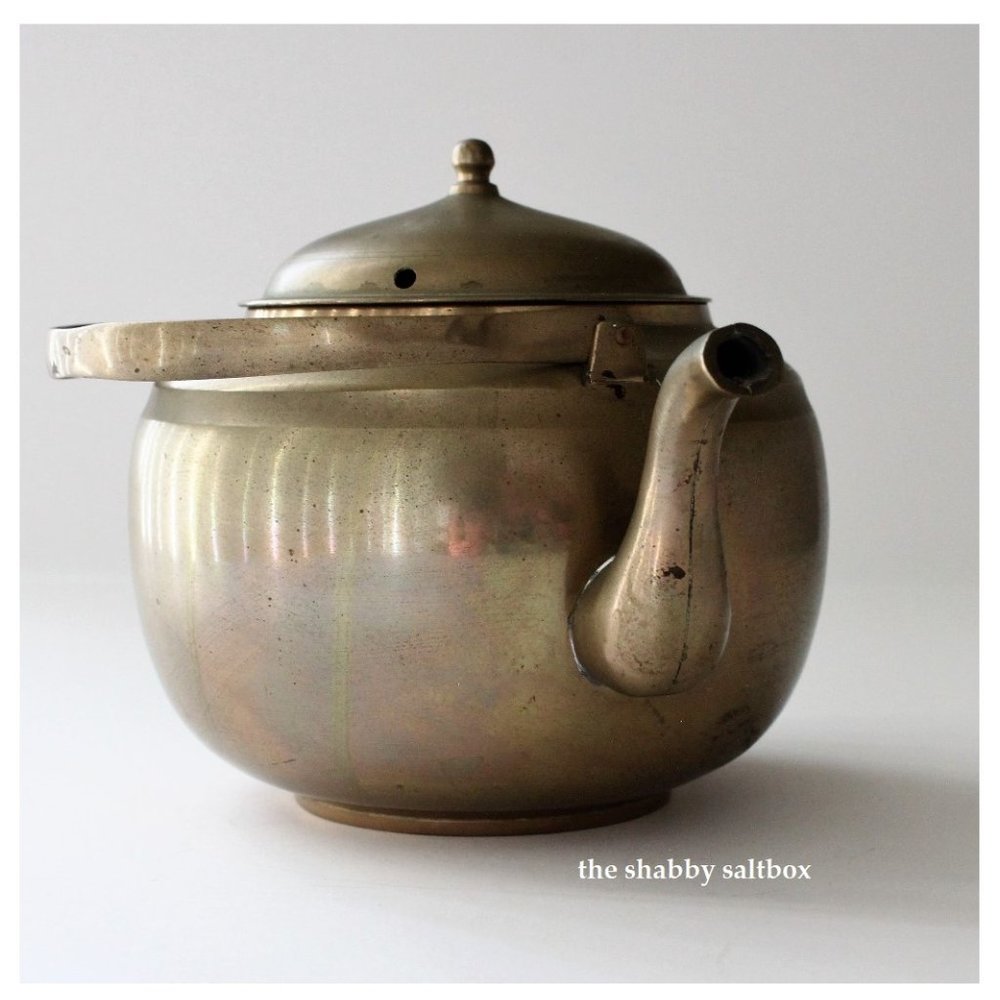 Vintage Brass Teapot Farmhouse Cottage Decor Small Petite Scale 5 inches Tall